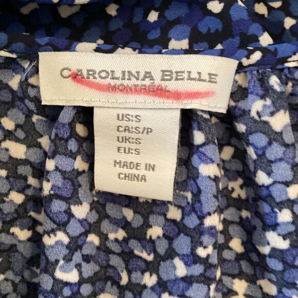 Carolina Belle Top Small Womens Blue Abstract Print Short Sleeve - Picture 2 of 8
